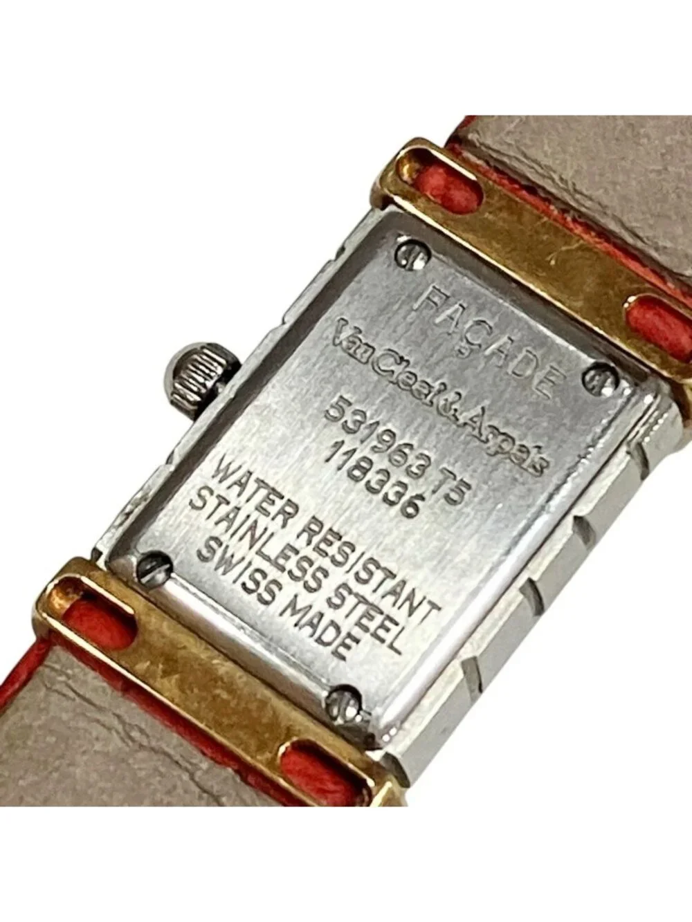 Van Cleef & Arpels Facade Watch SS Leather Quartz White Dial T5